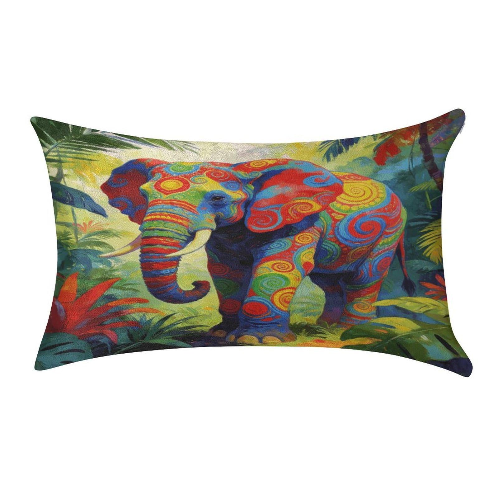 Fodpand Style Colorful Elephant Pillowcase,Elegant Designed Home Decor,Velvet Pillowcase,Soft And Cozy,Pillow Case Cover With Hidden Zipper For Bedroom, Sofa, Couch