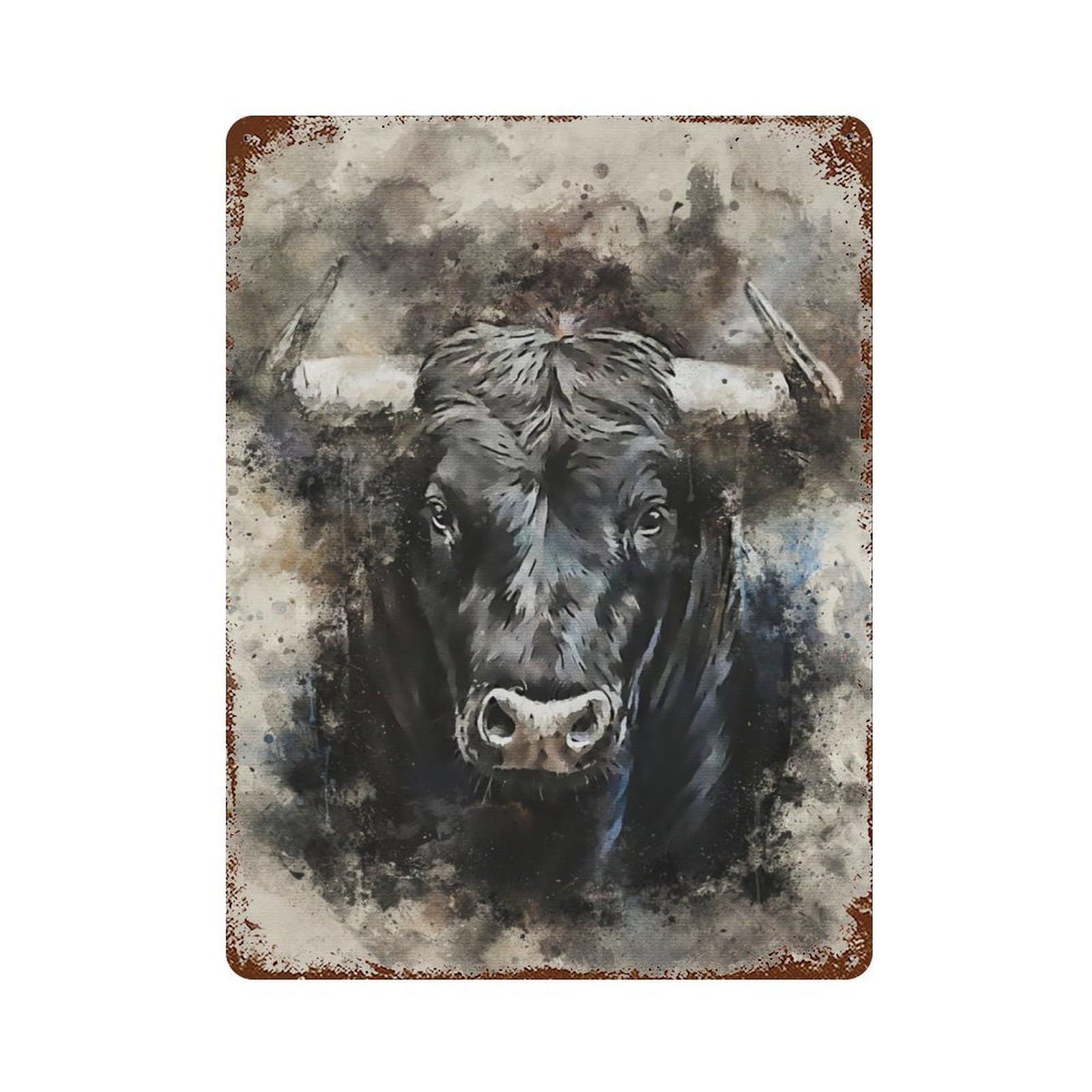Garage Style Bull Vintage Rust Metal Sign 15.7"x11.8", Retro Wall Decor for Bar And Workshop