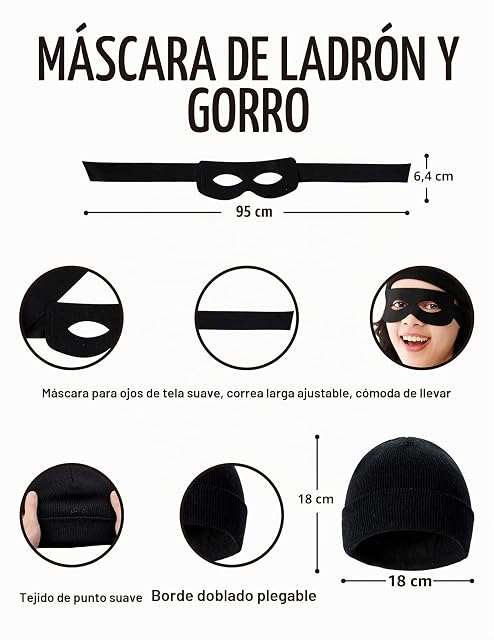 Foto 3 de 7 de Spooktacular Creations Mujeres adultas Juego de vestuario de ladrones con sombrero Bolsa de calcetines…