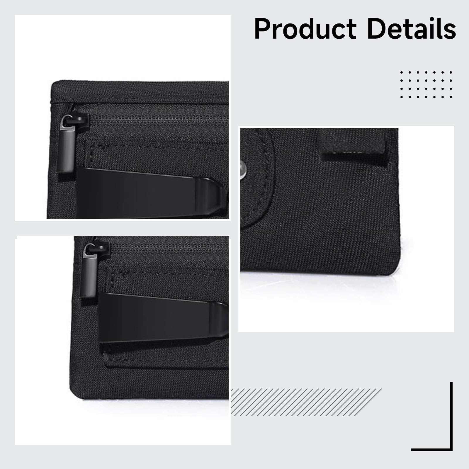 Generisch 2 marsupio da viaggio con clip nascosta, con clip nascosta, con chiusura lampo e scomparti per carte di credito, tasca segreta per viaggi all'aperto