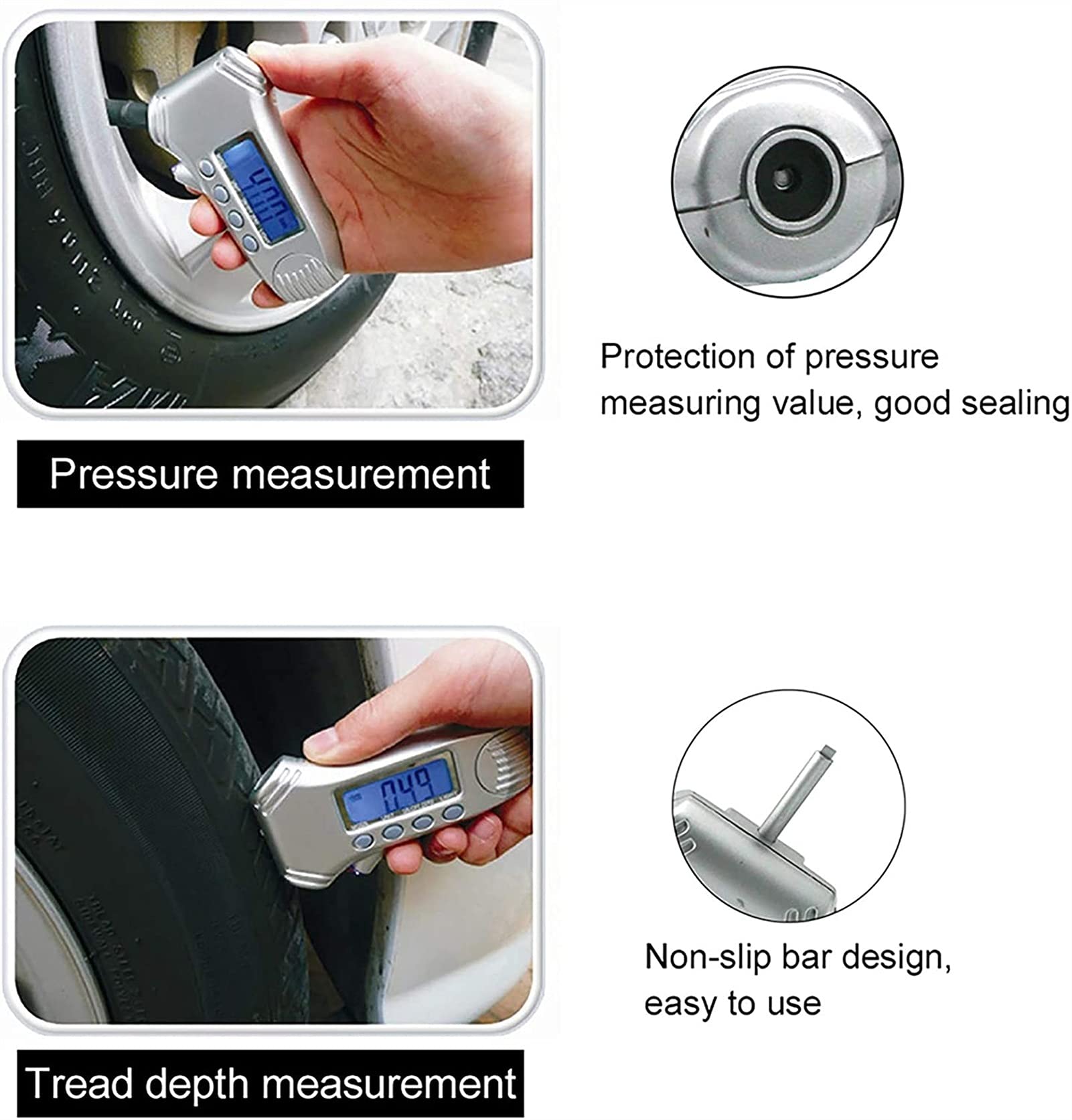 XMING 3 sur 1 manomètre de Pression du Pneu numérique LCD Écran 0-100 Psi. 0-20 mm / 0,8 Pouce for Les vélos de camions de Voitures