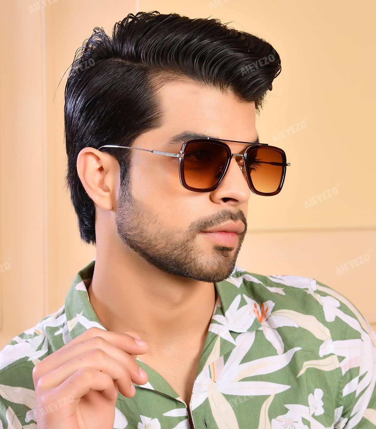 AIEYEZO Tony Stark Sunglasses Vintage Square Metal Frame Eyeglasses for Men Women - Iron Man and Edith Sun Glasses - Image 2