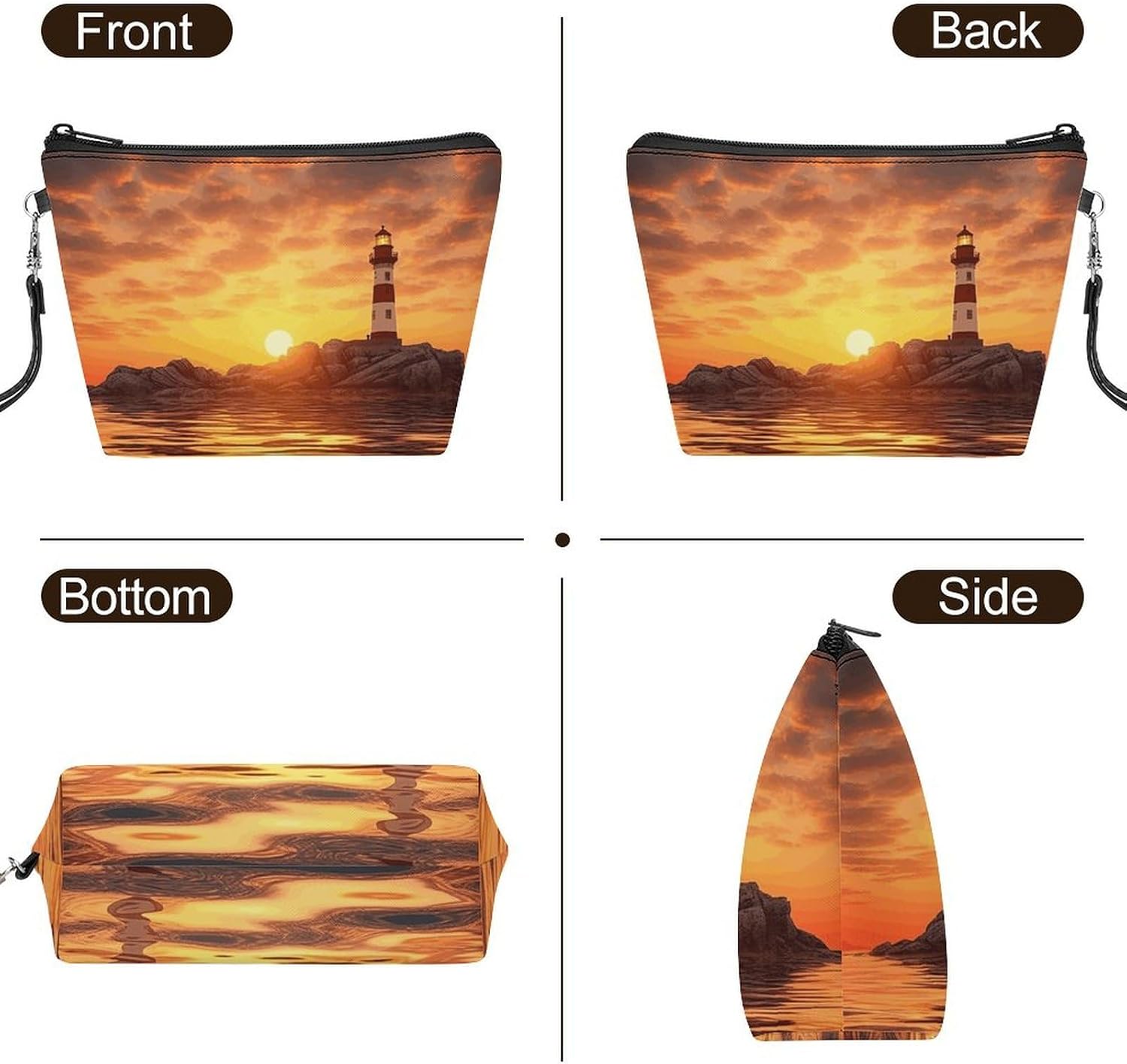 Sea Lighthouse in Sunset Travel Makeup Bag Large Capacity Toiletry Bag image 3