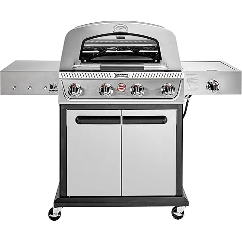 Cuisinart Propel+ 4-Burner 3-in-1 Gas Grill, Stainless Steel Versatile Grill, Griddle & Pizza Oven with Pizza Stone, Convertible to Natural Gas, Side Burner & Integrated Storage, Perfect for BBQs