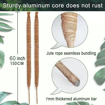 150cm Moss Pole, Bendable Moss Pole for Plants Monstera, Tall Moss Poles for Climbing Plants Indoor, Large Support, Garden Trellis Stick Stakes for Plant (150cm)