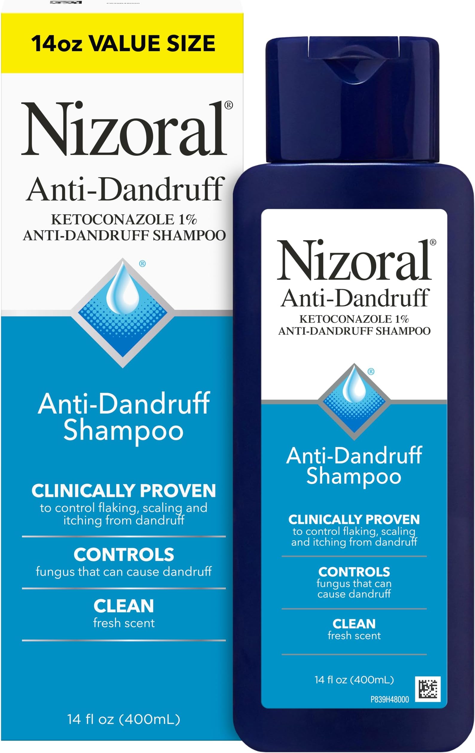 Anti-Dandruff Shampoo with 1% Ketoconazole, 14 Fl Oz, Fresh Scent, Anti Fungal Shampoo