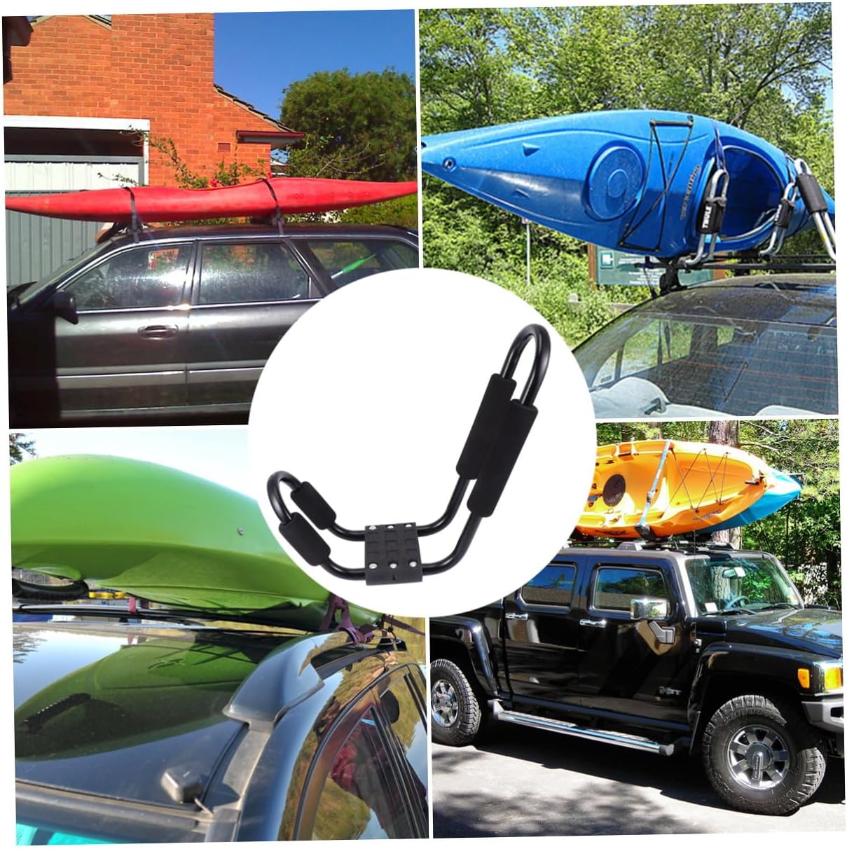 VOSAREA 2pcs Kayak Roof Rack Heavy Duty Car Roof Crossbars Detachable Canoe Carrier for SUV Truck Luggage Rack with Tie-Down Straps Suitable for Outdoor Water Sports