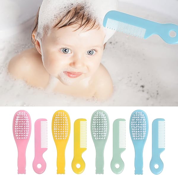 ヘアブラシ&コームセット 子供用 ソフトナイロン毛 クレードルキャップ 幼児用 ヘッドマッサージ ベビー用 新生児用 クレードルキャップ コーム 女の子用 新生児用 - 2