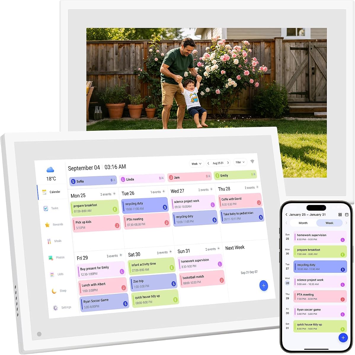 Digital Calendar 10.1", Smart Calendar Planner & Chore Charts, 1080P Full HD Interactive Touchscreen for Family Planner Display, Smart Family Calendar, Desk Mount, Gifts for Women Men