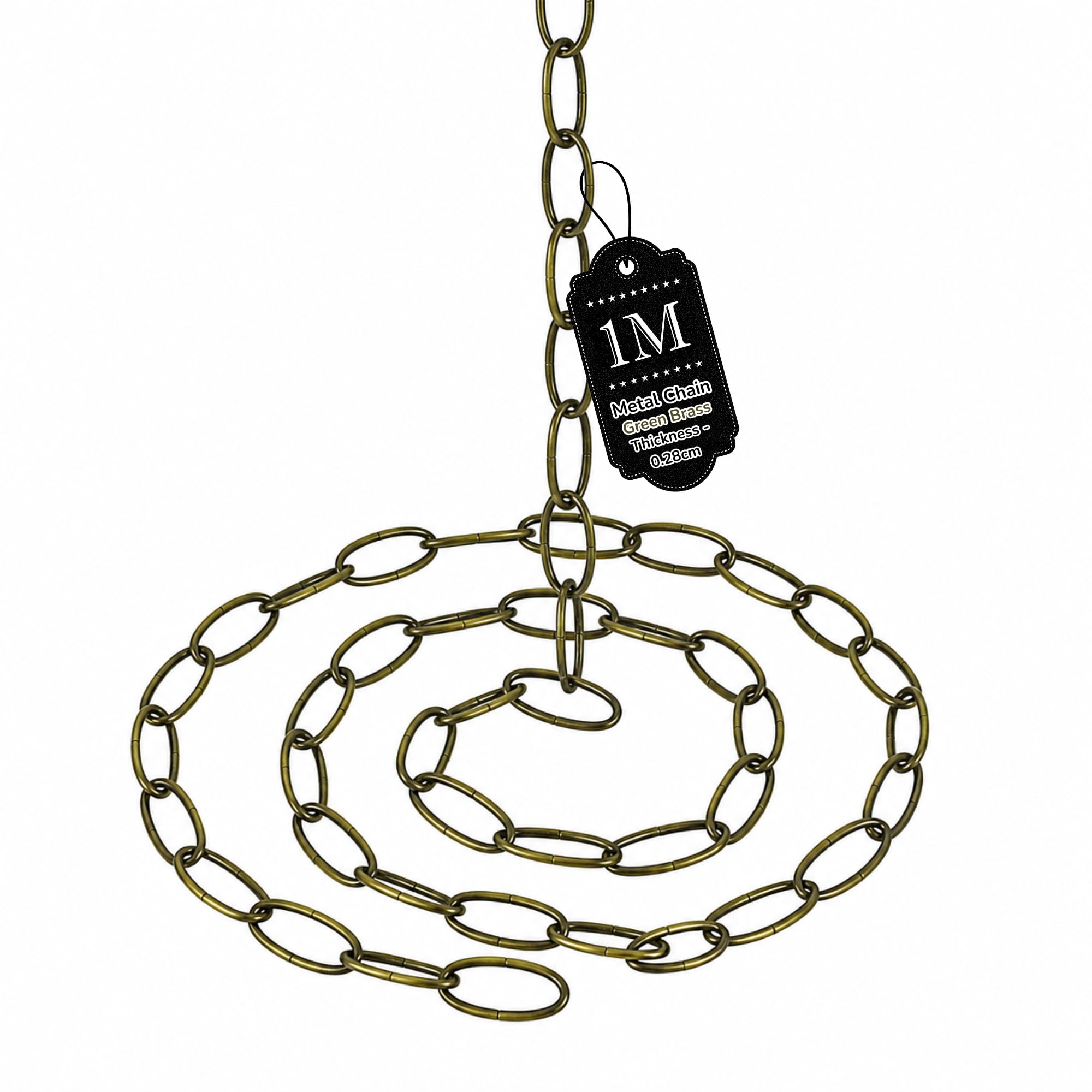 LEDSone 1m Chandelier Light Chain 32mm x 17mm for Lighting Ceiling Lights Pendant Light Open Link Suspension Hanging Metal Chain (Antique Brass)