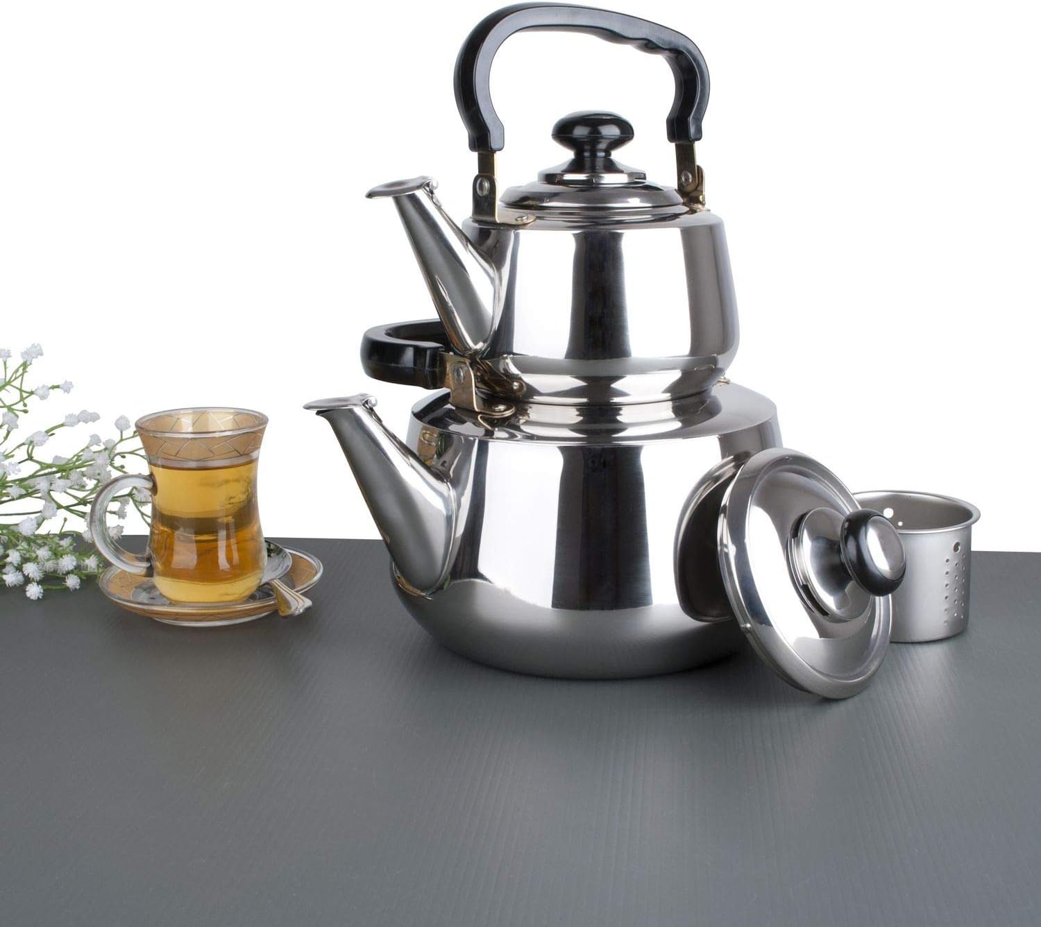 Aramco Double Tea Kettle, 1.2/3L, Stainless Steel