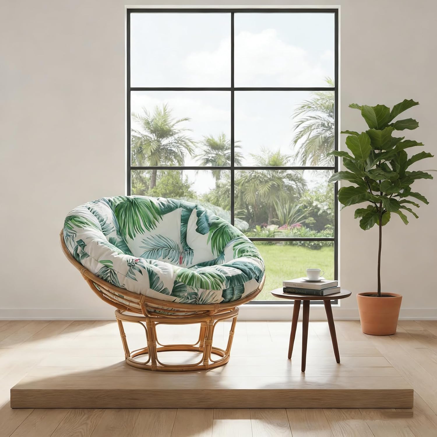 52 Inch Papasan Chair Cushion, Thickened Papasan Chair Cushion Only, Round Papasan Chair Cushion (Hawaii)