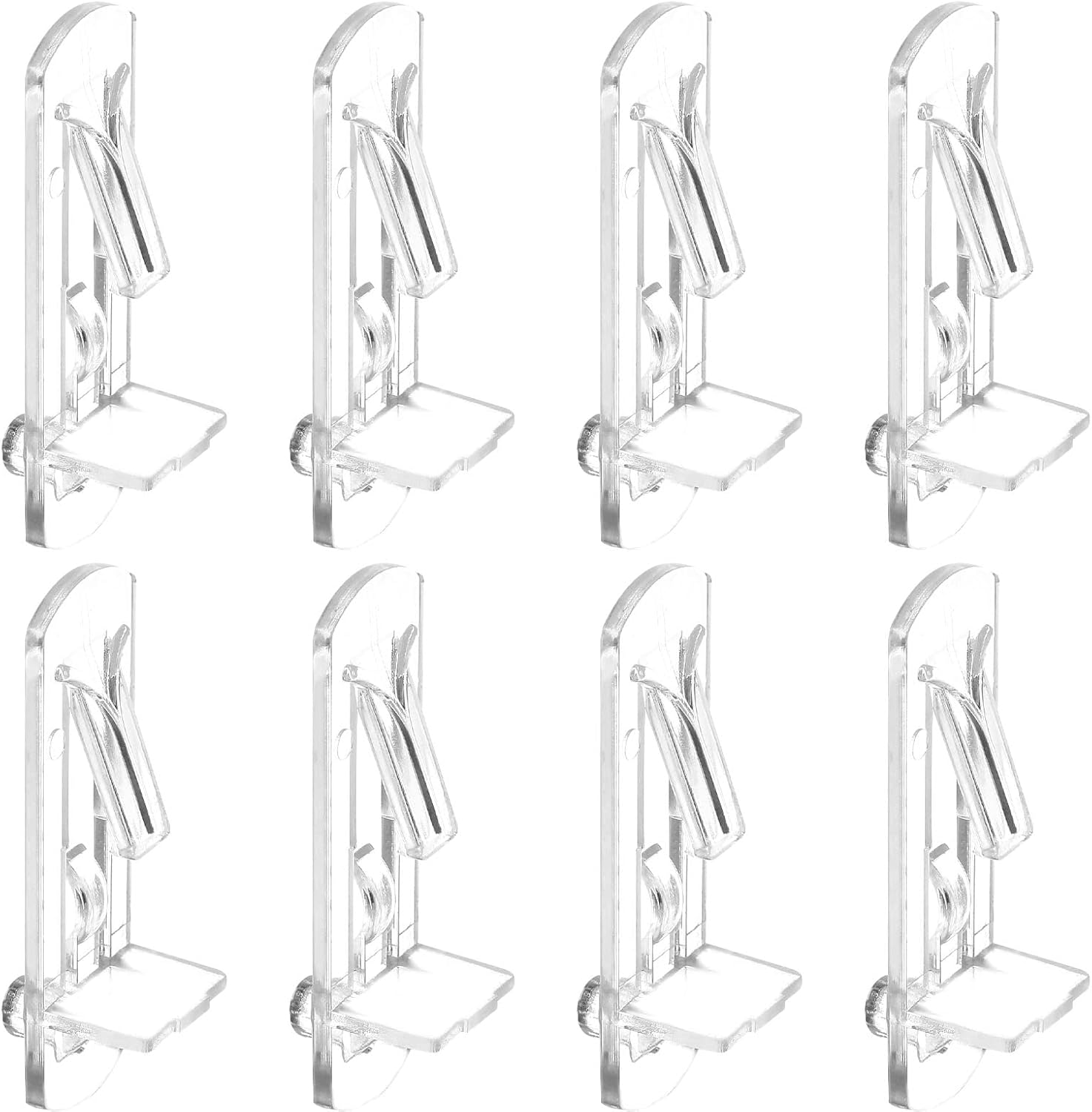 20 Pcs Plastic Locking Shelf Pins Cabinet Shelf Clips, Fits 5mm Diameter Hole &0.79 inchThick Shelf, Self-Locking Shelf Support Pegs for Cabinets Furniture Bookcase,Clear.