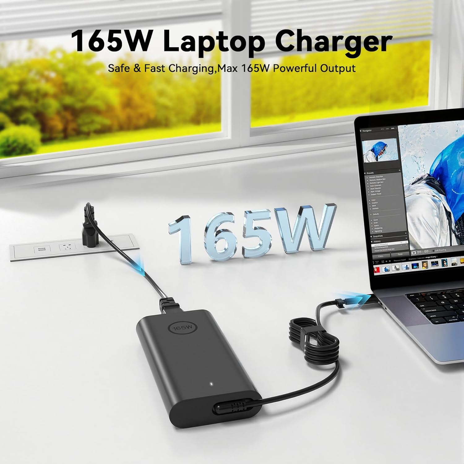 Ładowarka USB C 165 W kompatybilna z Dell Precision 5690, 5680, 3581, 3580 | Kompatybilny z Dell XPS 17, 9720, 9730, Latitude 7640, 7340, 5540, 5440, Inspiron 14, 16 Plus, 7640, 7430, DA165PM210