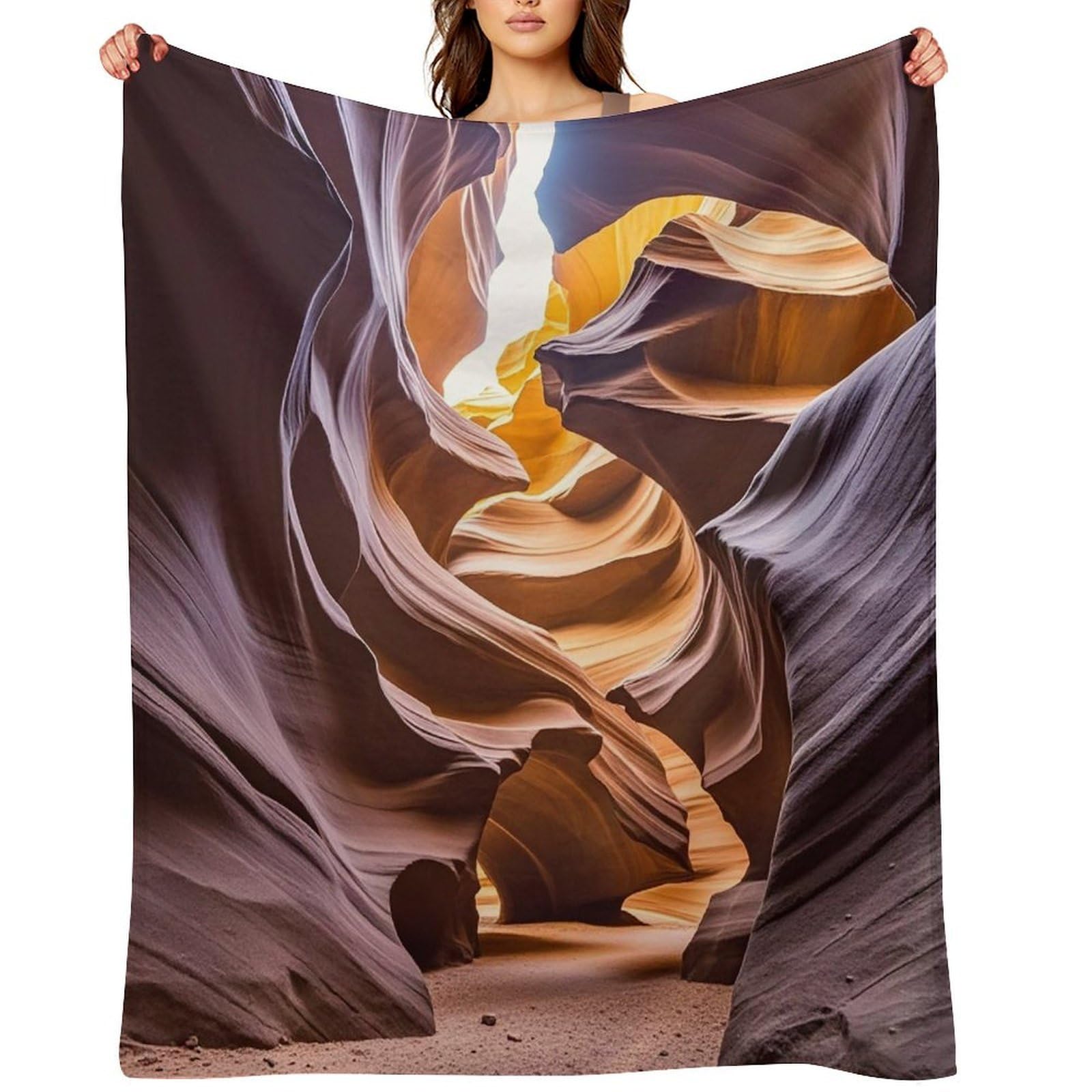 Flannel Fleece Throw Blanket - 50"x60" Super Soft Plush,Lightweight Wrinkle Resistant Cozy Antelope Canyon Blanket for Couch Sofa Bed Travel Camping and Gift
