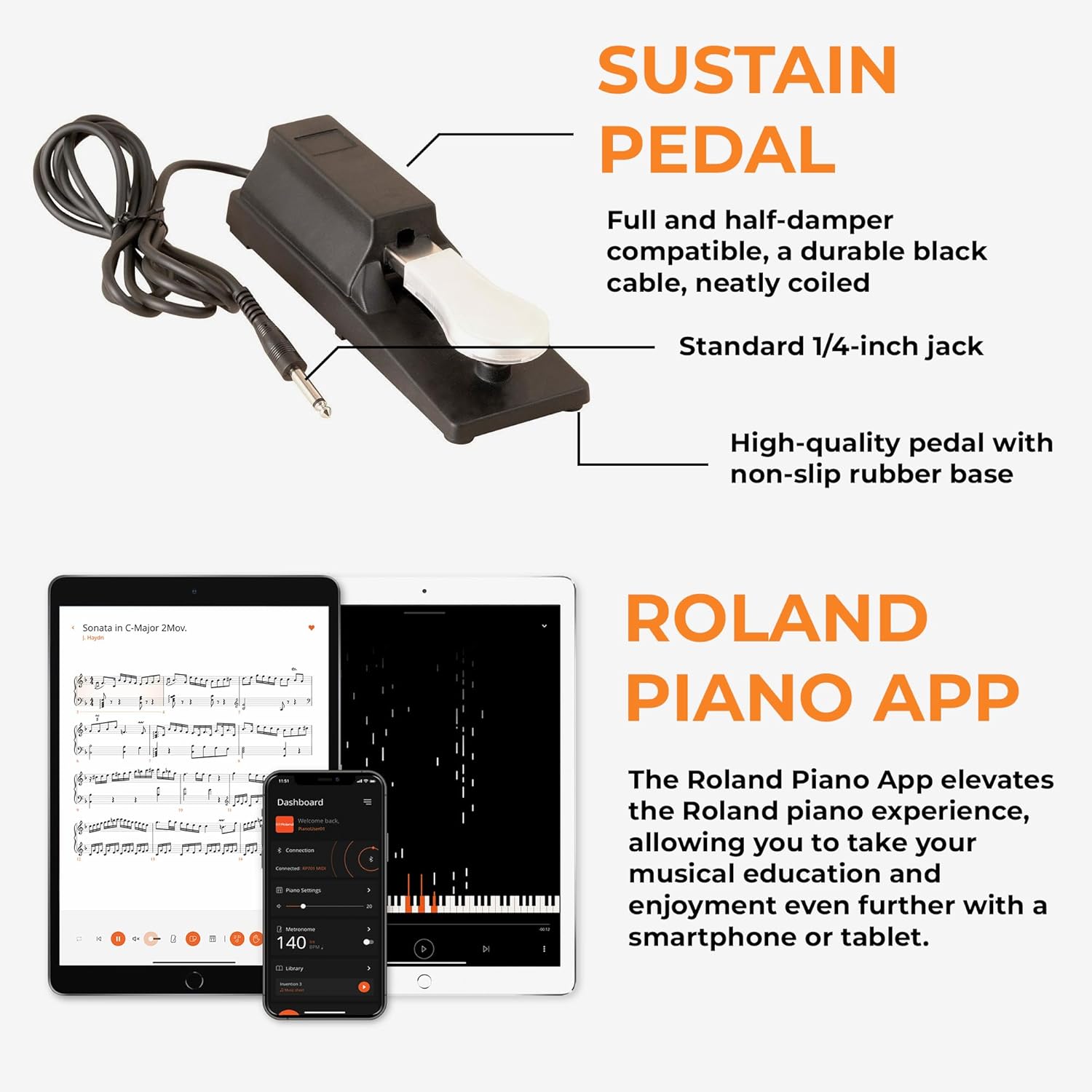Roland FP-30X 88-Key Digital Piano - Black Bundle with Adjustable Stand, Bench, Sustain Pedal, Online Piano Lessons, Instructional DVD, and Austin Bazaar Polishing Cloth