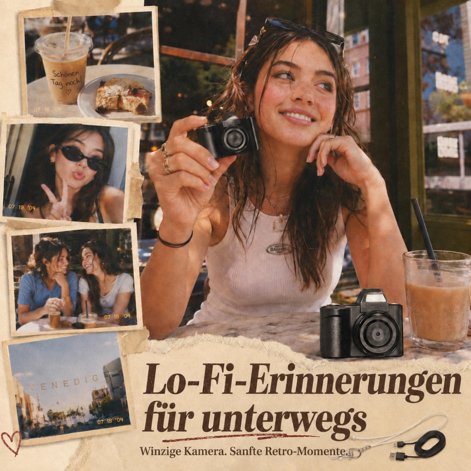 Mini Schlüsselanhänger Digitalkamera – Maxmango 1,3-Zoll 1080P Fotokamera Retro Kamera mit 64 GB Speicher, Ultraportable Kamera, Taschenformat für Reisen, Vlogging und als Ostern Geschenk (Schwarz)