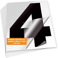 Vista 56 de iSYFIX Calcomanías de vinilo negro con el número 3 (tres), paquete de 6 calcomanías autoadhesivas de 8 pulgadas, calcomanías troqueladas y 3 Negro