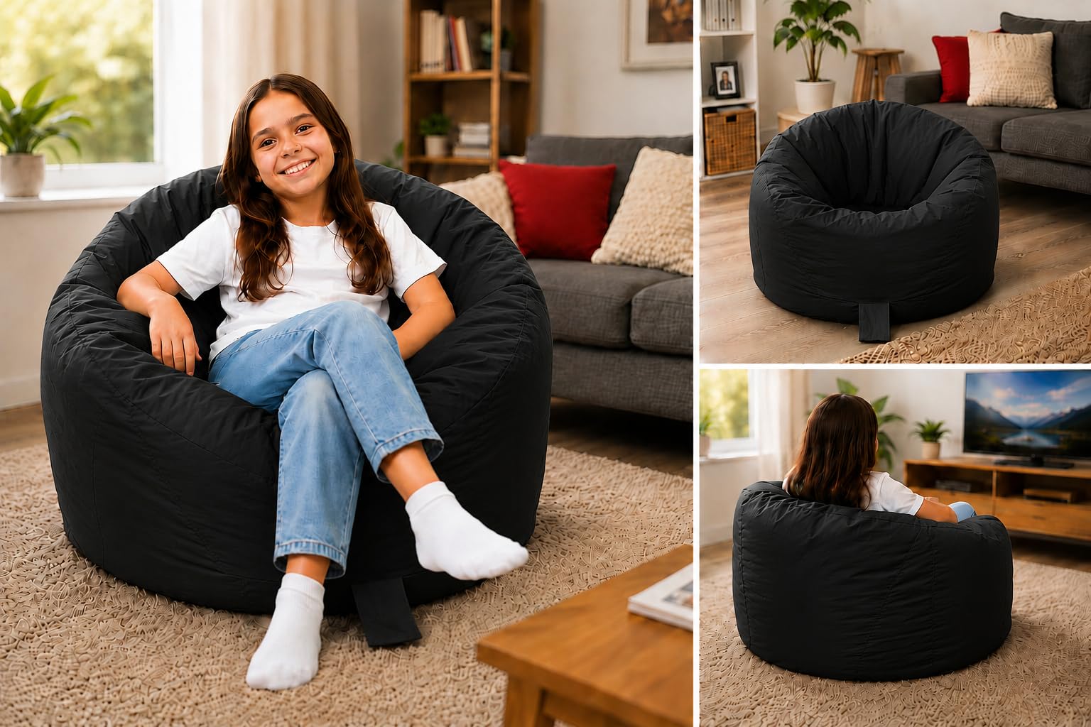 MaxiBean Large Bean Bag Chair for Kids and Children, Gaming BeanBag Cushion with Filling Beans Included - Image 2