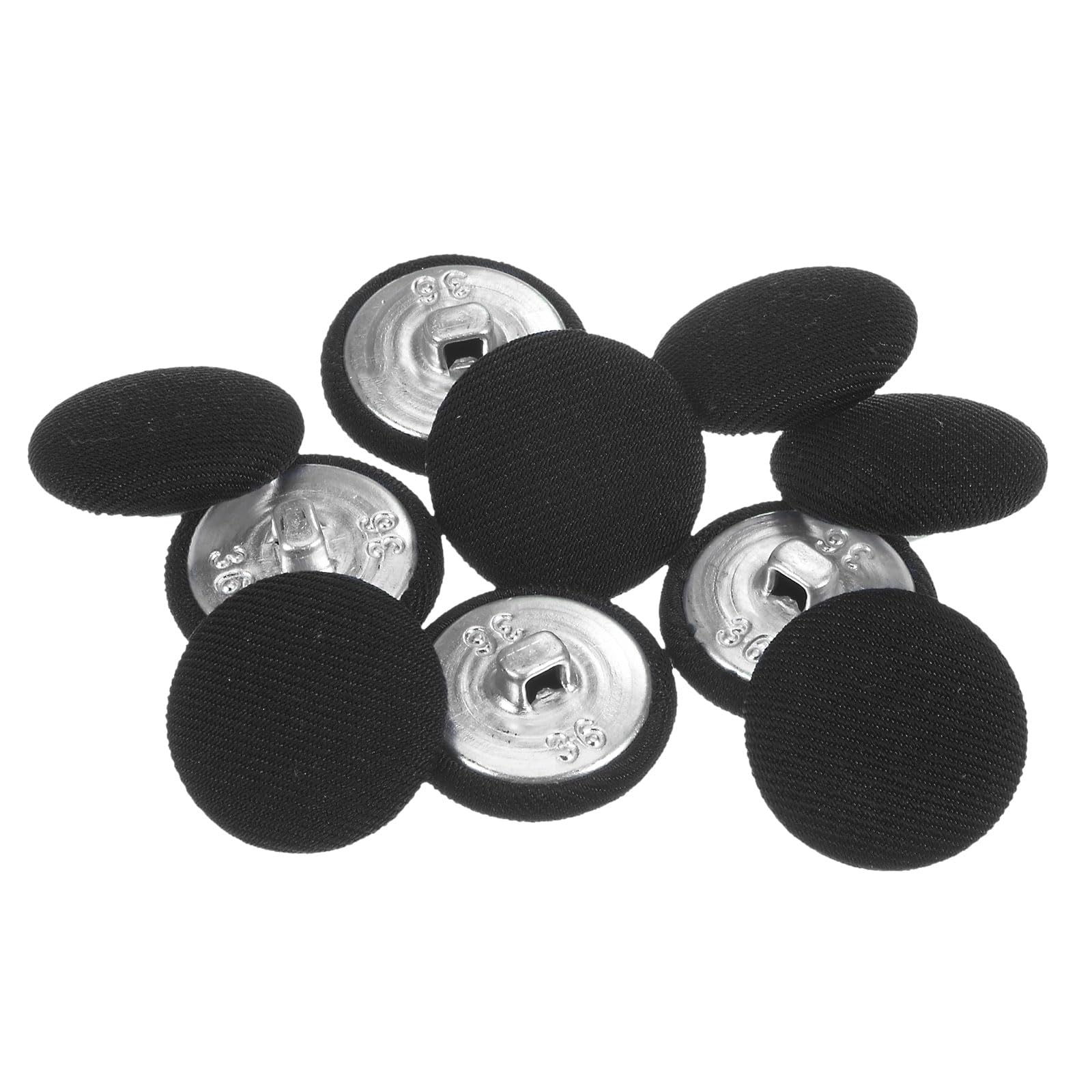 HARFINGTON 10pcs 36L Fabric Cloth Covered Button 23mm Metal Shank Round Sewing Buttons for Suits Dress Blouses, Black