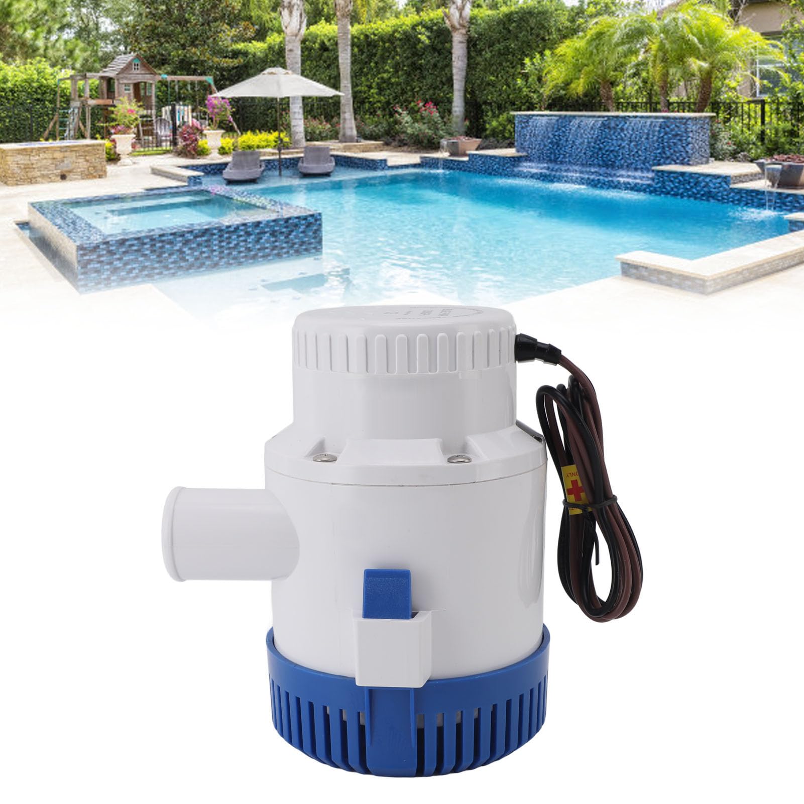 TOPINCN Bomba de Achique Sumergible Automática de 3000 GPH para Fontanería Marina, Bomba de Agua Sumergible Electrónica, Resistente Al Agua, Silenciosa, Accesorios para Estanques, (12V)