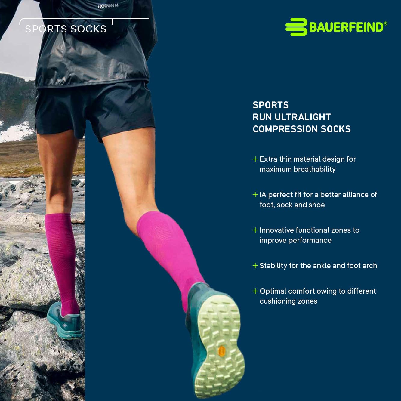 BAUERFEIND Run Ultralight Compression Socks Calcetines de Running