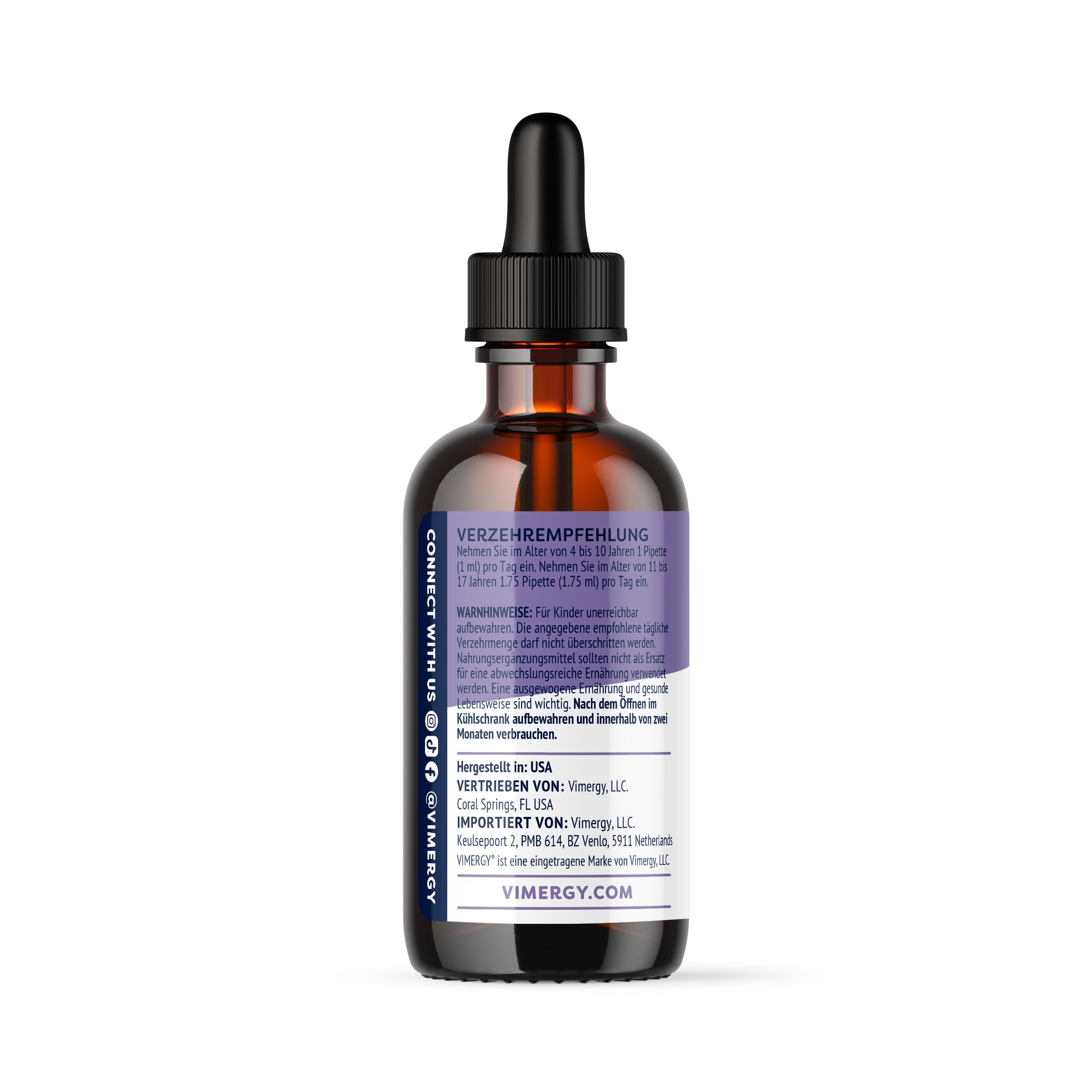 Vimergy Zink Tropfen Testgröße – Flüssiges Zink Hochdosiert – Antioxidans – Kein Raffinierter Zucker – Glutenfrei ohne Gentechnik Koscher Vegan Keto/Paleo Ernährung Geeignet (Kids - 55 mL)