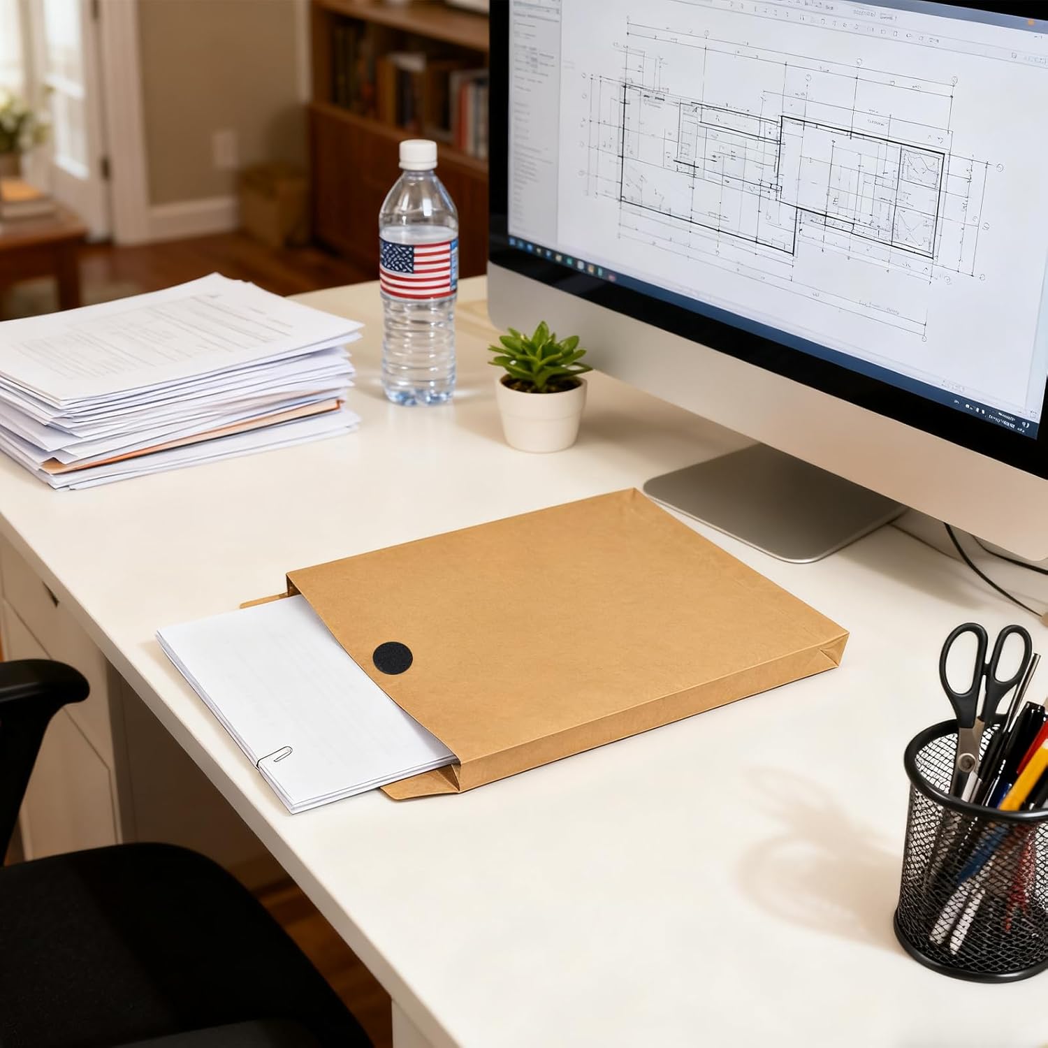 15 Pack Expandable Large Kraft Envelopes, 9.3" x 13" Big Mailing Envelopes Hook-and-Loop Closure Anti Tear Catalog Envelopes for Business Office Paper Documents File Storage - Brown - Image 5