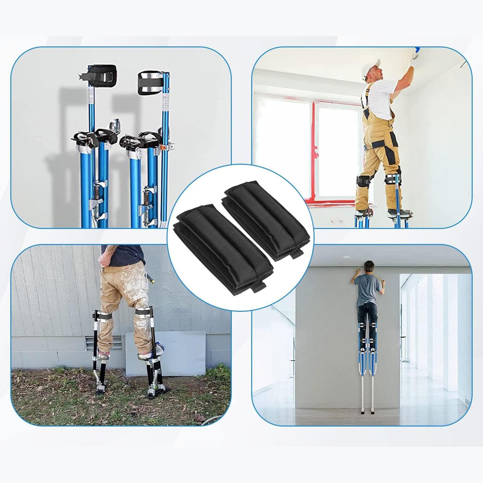 perfk Sangles spéciales pour échasses de plaquiste, pièce de rechange pour support de jambes, sangles rembourrées confortables et larges pour échasses de
