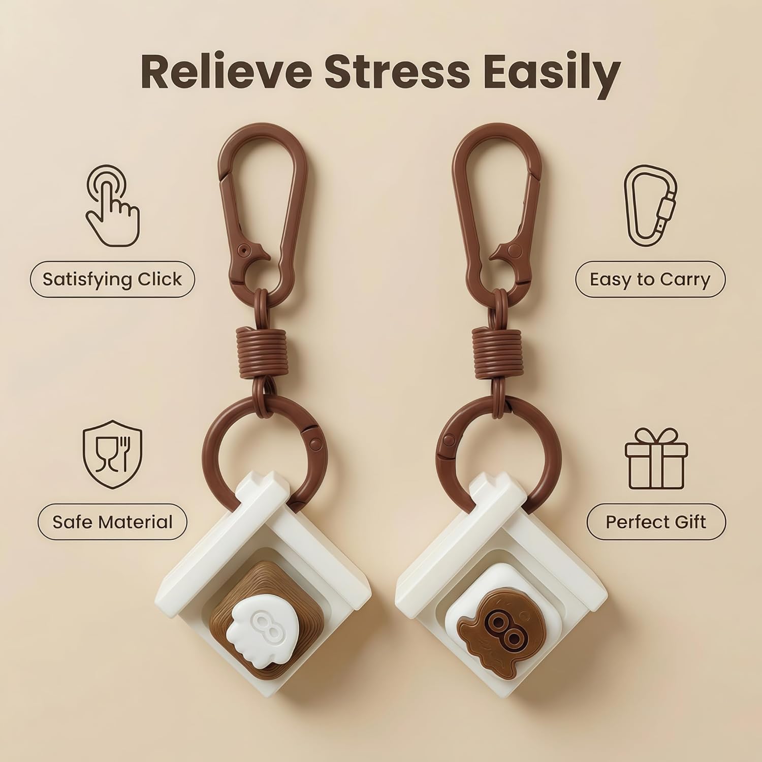 Skelly Octo Keyboard Toy Clicker, Keyboard Fidget Keychain, Decompression Button Toys, Stress Relief Gifts for Adults to Relieve Stress and Pass the Time (Soothing)