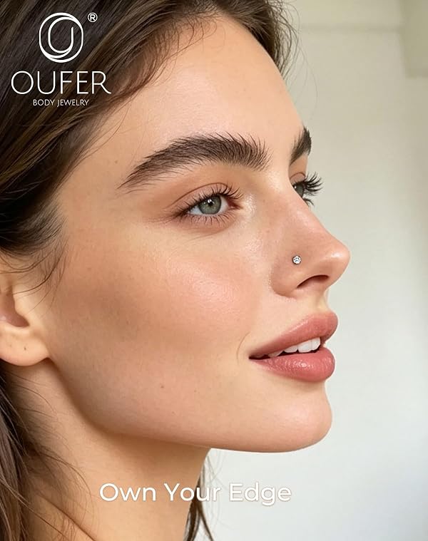 OUFER 2PCS Titanium Nose Piercing Jewelry,20G 7mm Moissanite Nose Screw by OUFER - Used condition - Image 7