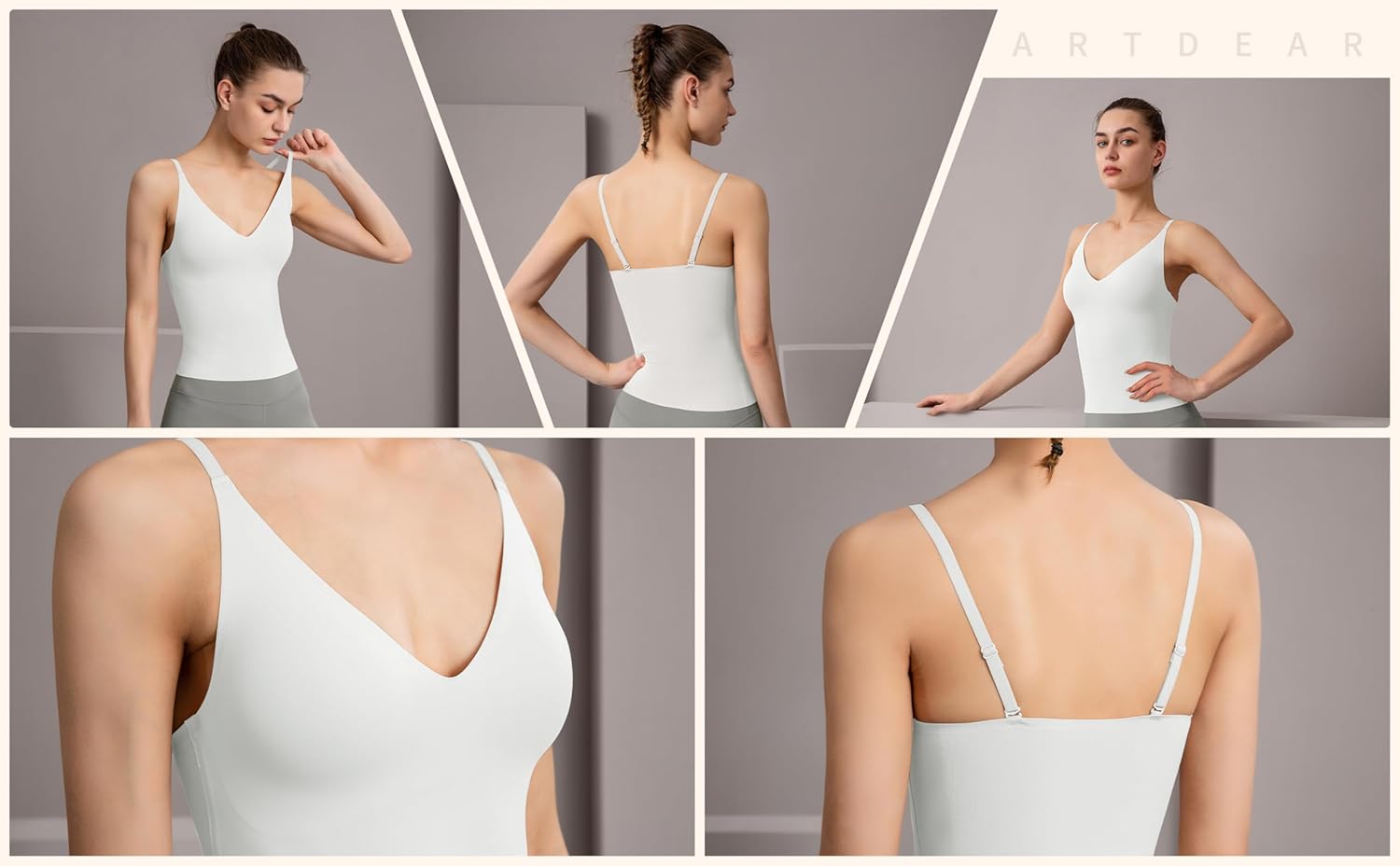 Women's Fit Camisole with Built in Bra - Spaghetti Straps Camis Tank - Image 5