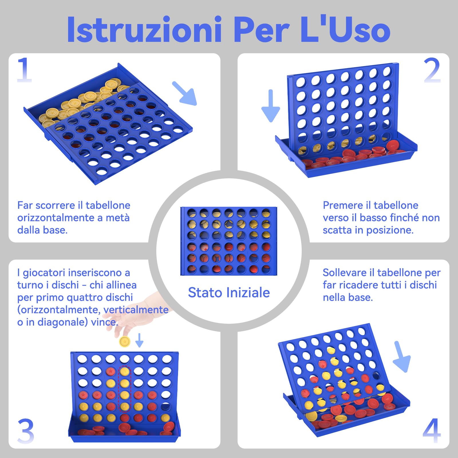 Pup Go Giochi da Tavolo 4 in Linea Formato Standard per Bambini 3+ Anni, Regali Natale per Bambina and Ragazzo, Classico Gioco di Società Familiare, Portatile da Viaggio per 2 Giocatori