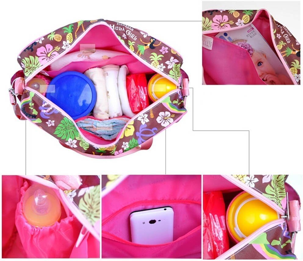 Kamay's Multifunctional Waterproof Mummy Shoulder Bag Diaper Bag Chic Nappy Changing Bag Tote/Messenger Style Large Light Weight with Changing Mat, Adjustable Straps (Animal Pattern)