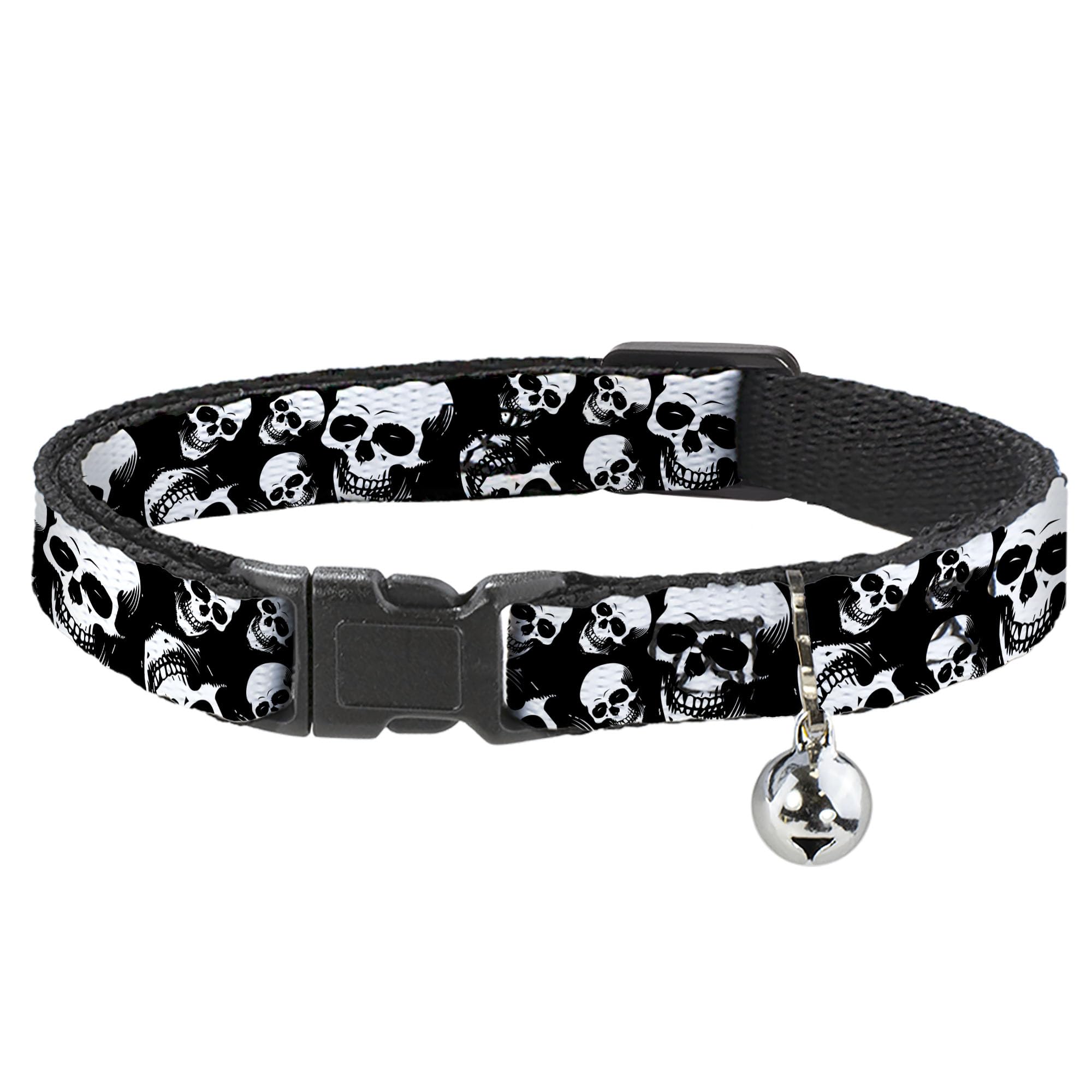 Collar de gato para paseos seguros con diseño de calaveras sonrientes