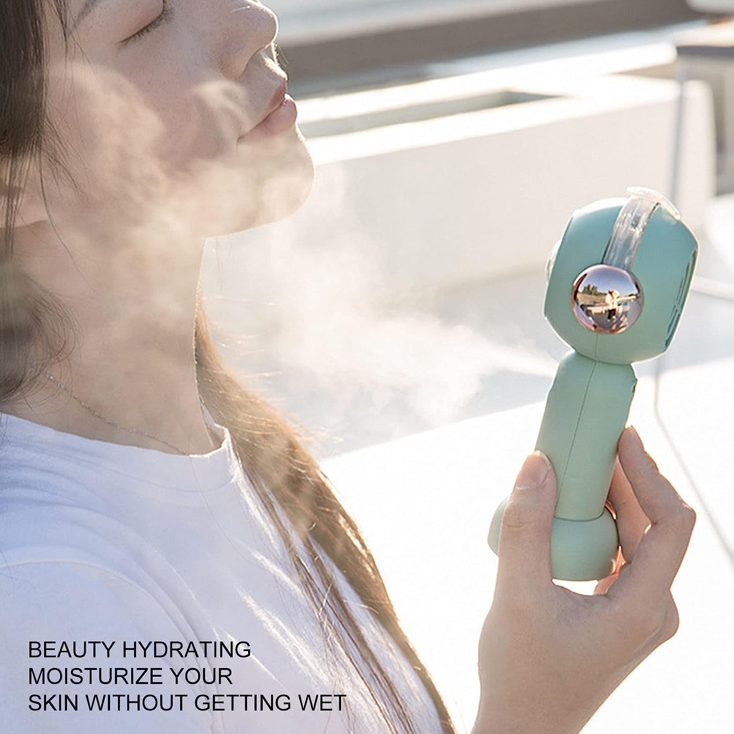 ZUMAHA Ventilatore Portatile Mini Ventilatore a 3 impostazioni di velocità, Ventola di Raffreddamento nebulizzata, Ventola Personale Ricaricabile Tramite USB, Ventola Portatile Portatile Multiuso
