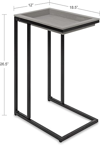 Miniatura 17 de Kate and Laurel Lockridge - Sofá industrial moderno de madera y metal, mesa auxiliar plegable, color marrón rústico claro y negro Natural,Negro