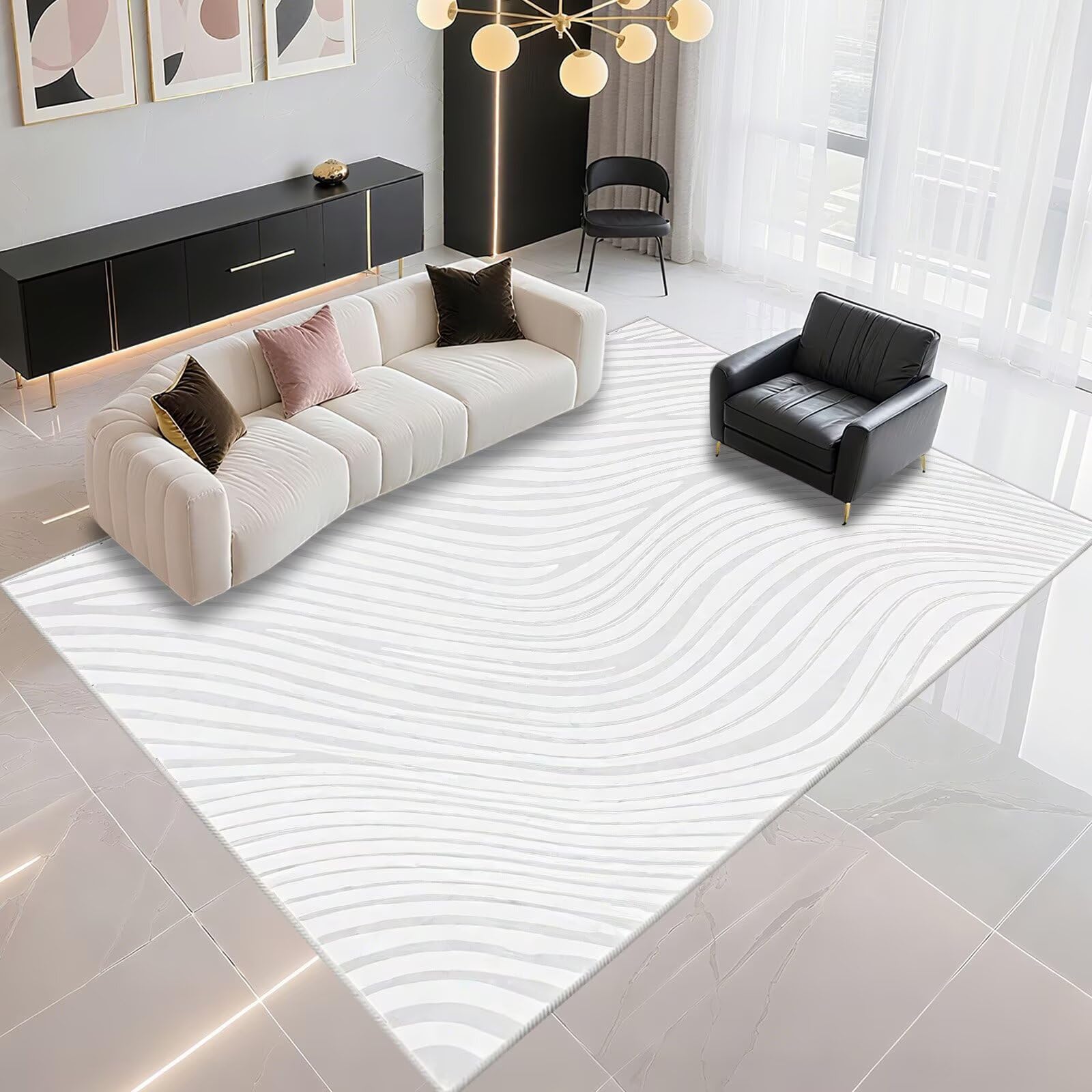 Tapis non slip 90x150cm avec rayures grises pour sécuriser le couloir de maison