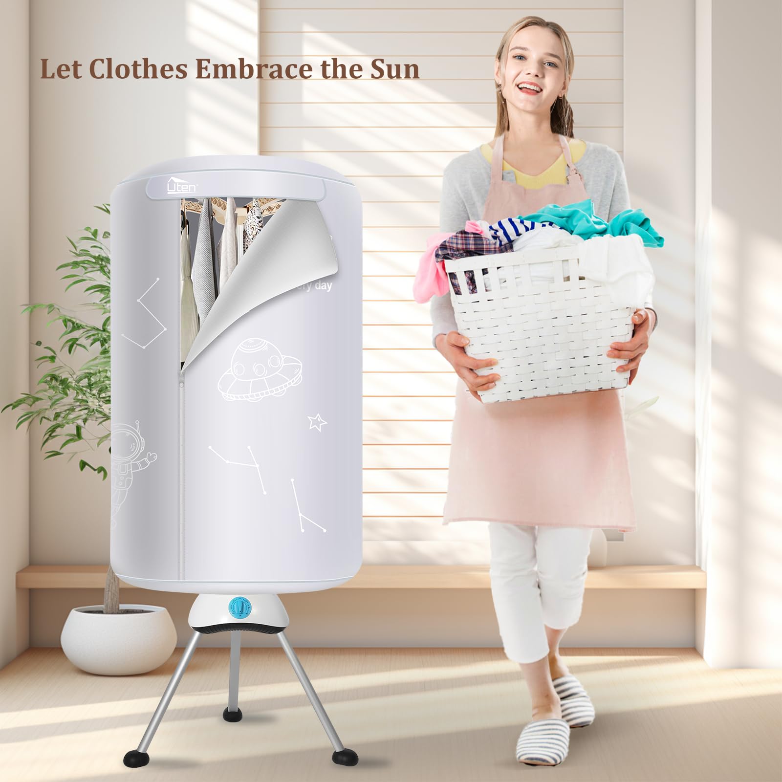 Sèche-linge électrique, Séchoirs à Vêtements à Pompe à Chaleur 1000 W, Sèche-linge à Minuterie, Séchoirs à Chauffage à 2 Couches, adapté à la Lessive Domestique et aux Appartements, 140cm-Gris