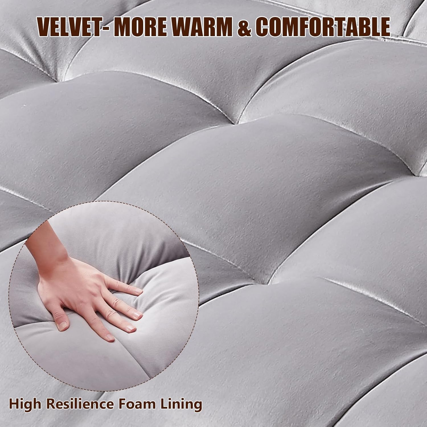 Yafylly 3 in 1 Sleeper Sofa Couch Bed, Pull Out Loveseat with Storage, Full Size Velvet Convertible Chair with 2 Pockets & 2 Pillows for Living Room, Grey