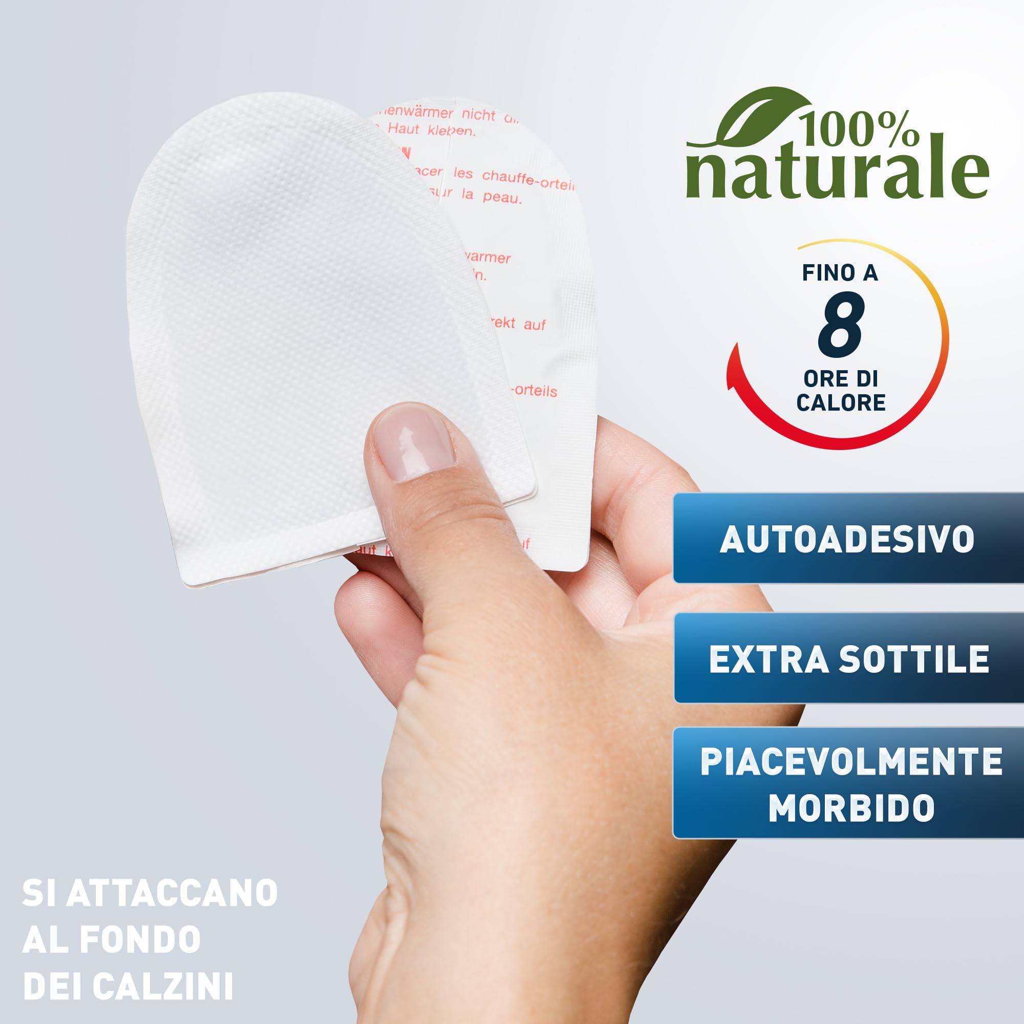 THE HEAT COMPANY Scaldapiedi - 5, 15 o 40 Paia - Extra Caldo - Adesivo - Scaldini per Piedi - 8 Ore Piedi Caldi - Pronti all'Uso - autoriscaldante - Puro Naturale - per Tutte Le Taglie