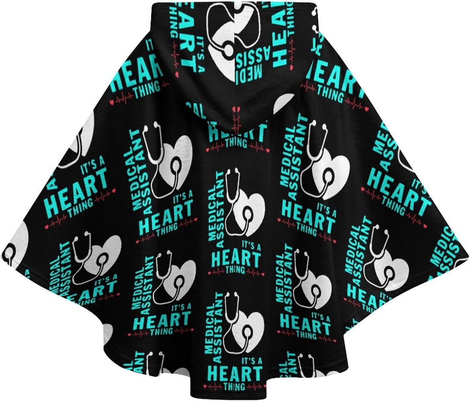 Medical Assistant Heart Wearable Blanket with Hooded Flannel Blankets Cape with Pocket