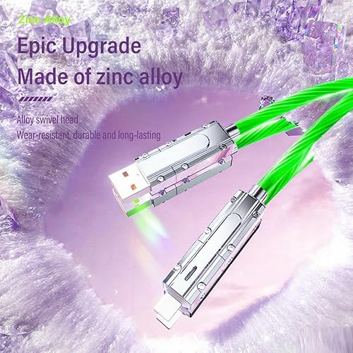 Miniatura 7 de AYI Cargador Multi Puertos 4en1, 4 Combinaciones en un Cable USB ATipo C a Tipo C PD 100W, Cable de Carga Rápida con LED Iluminado de Flujo de