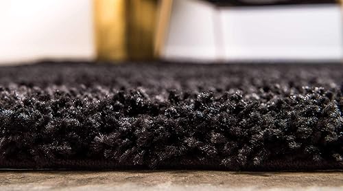 Miniatura 4 de Unique Loom Solid Shag Collection - Alfombra de área (6 pies 1 pulgada x 9 pies, rectangular, negro azabache)