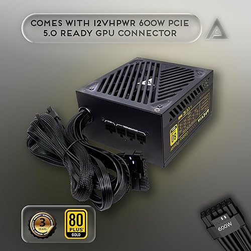 Miniatura 3 de Apevia ATX-GX1000W PCIe 5.0 y ATX 3.0 Ready Galaxy 1000W 80+ Gold certificado, Gen 5 12VHPWR conector, fuente de alimentación para juegos