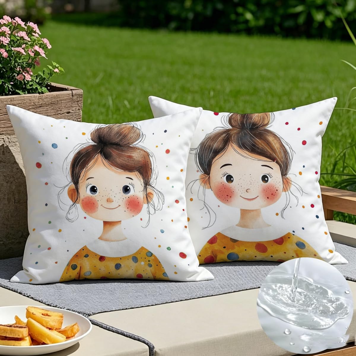 Housse de coussin 60x60 jaune pour canapé, lit et salon de jardin dynamique
