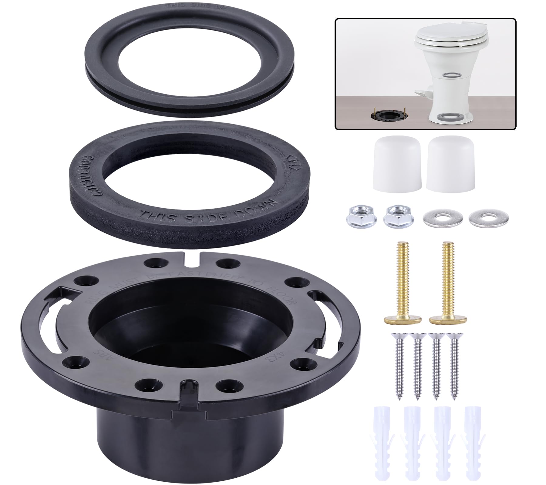 Buy RV Toilet Seal and 3 Inch Socket RV Toilet Flange Kit, Designed for