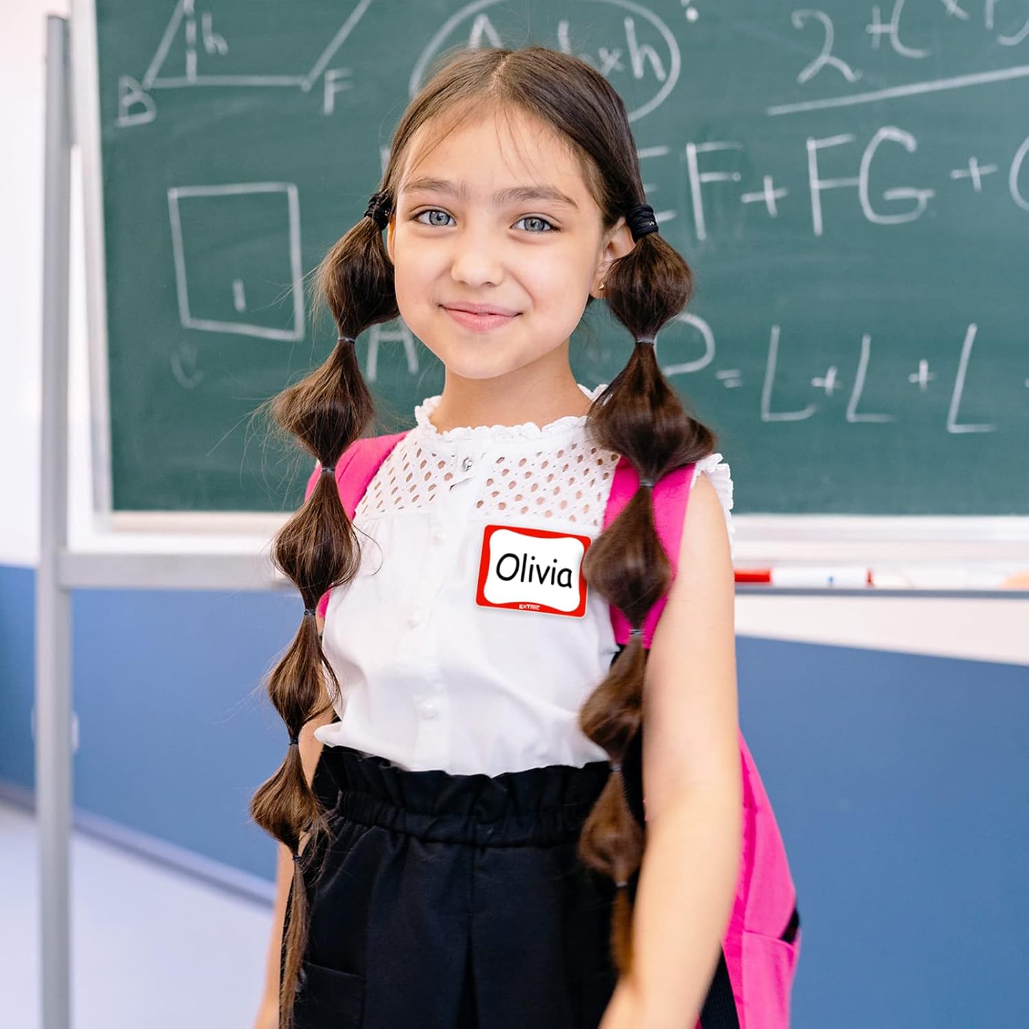 Buy 100 Count Name Tags with Black Marker Pen White with Red Border