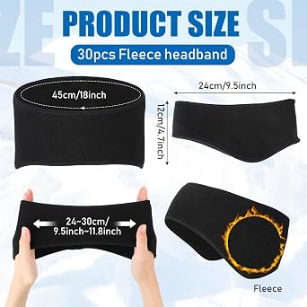 Zhehao 30 Pcs Fleece Ear Warmer Headband Bulk