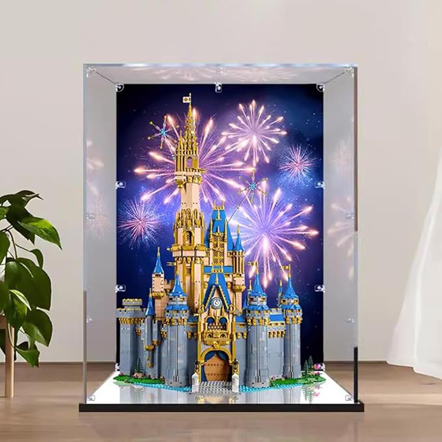 Vetrina per Lego Disney Castle 43222, antipolvere, protezione UV, vetrina su misura, regali per gli amanti dei Lego, archiviazione (tema D-85 x 65 x 40 cm)